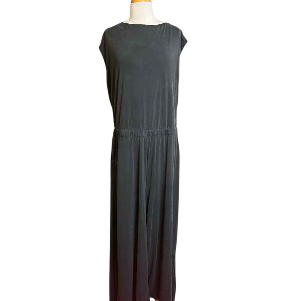 Banana Republic Black Short-Sleeve Wide-Leg Jumpsuit